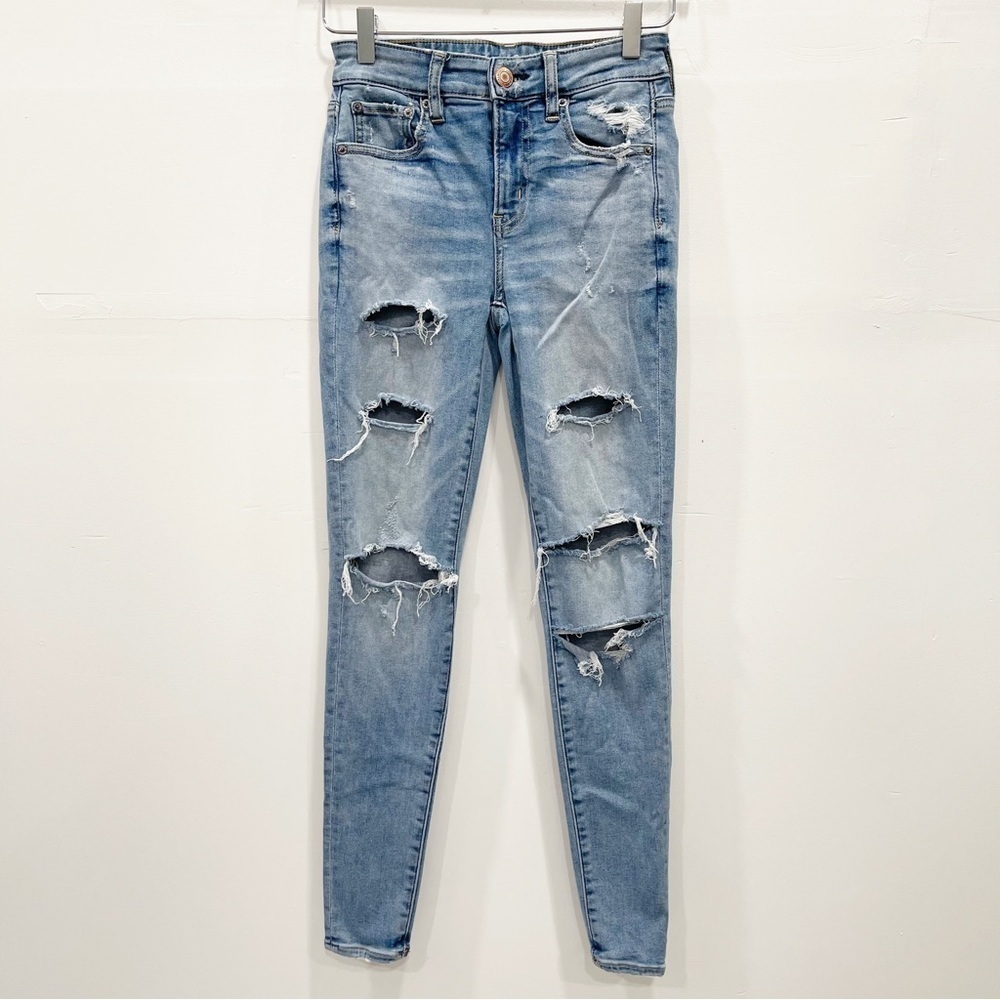 American Eagle Hi-Rise Jegging Jeans Distressed Size 2 Regular